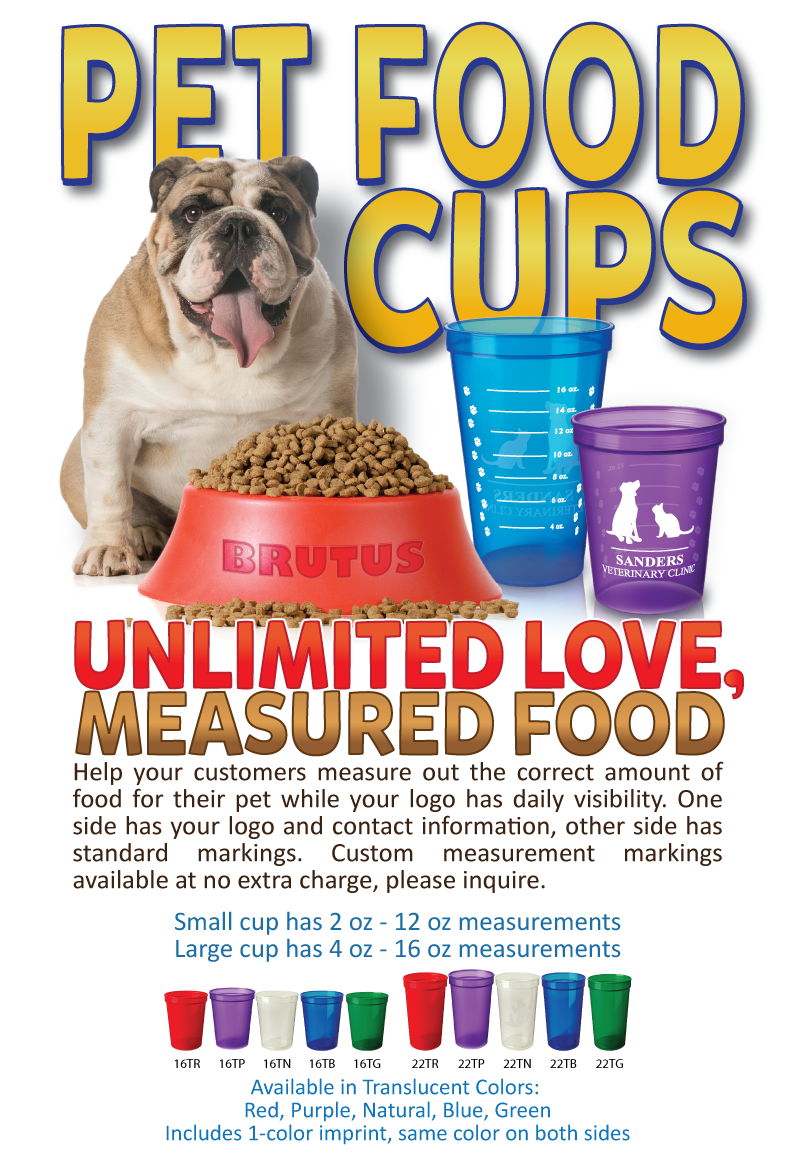 PET FOOD MEASURING CUPS WITH CUSTOM IMPRINT